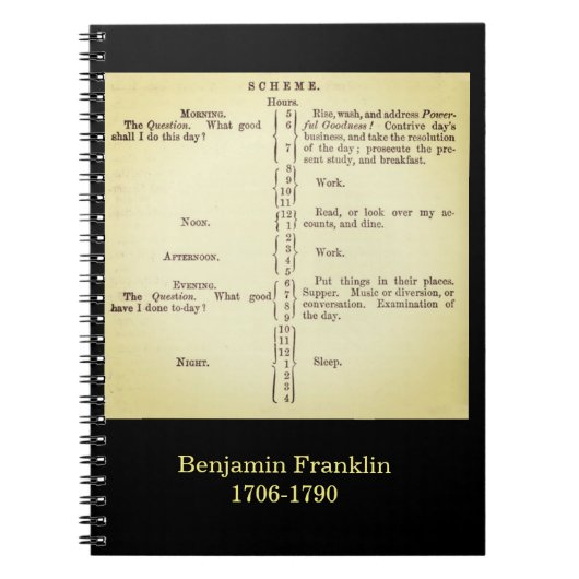 Carnet du programme de Benjamin Franklin (Devant)