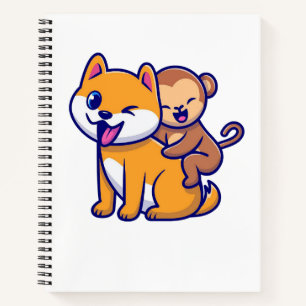 Carnet Duo de dessin adorable de chien et de singe