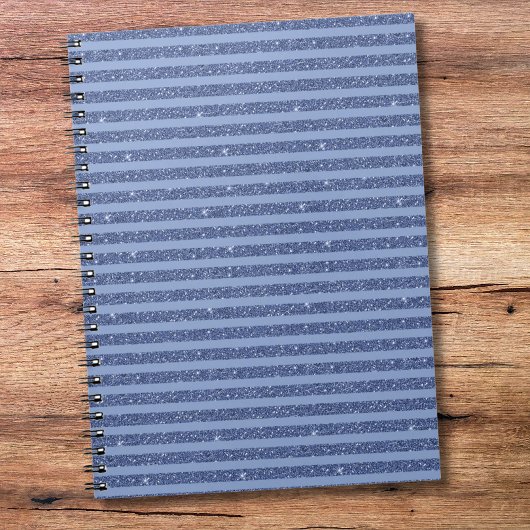 Carnet Dusky Indigo Glitter Style Horizontal Stripes