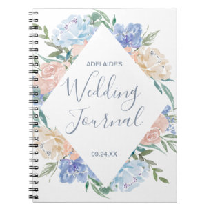 Carnet Dusty Blue Floral Diamond Wedding planner
