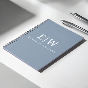 Carnet Dusty Blue minimaliste moderne Monogramme élégant