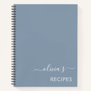 Carnet Dusty Blue minimaliste moderne Monogramme élégant
