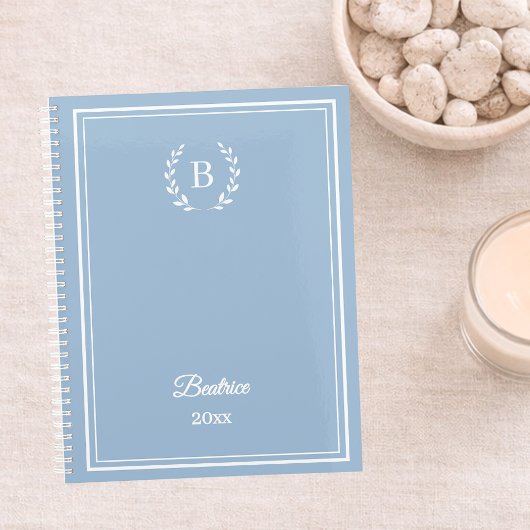 Carnet Dusty blue Monogram Personalized Quiet Luxury