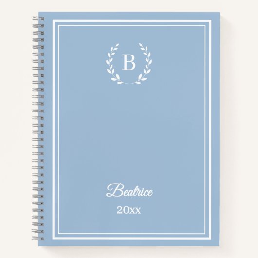 Carnet Dusty blue Monogram Personalized Quiet Luxury (Devant)