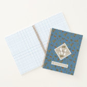 Carnet Dusty Blue Rustic Feuilles Brown Monogramme (Intérieur)