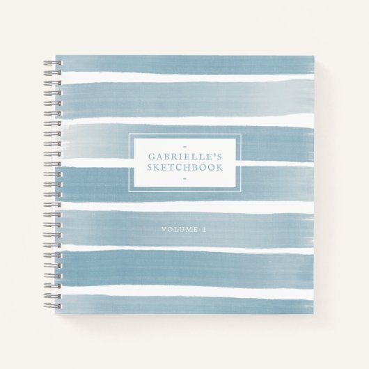 Carnet Dusty Blue Sketchbook Abstrait Stripes Nom personn (Devant)
