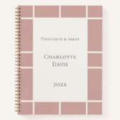 Carnet Dusty rose pink ivory grid business (Devant)