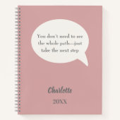 Carnet Dusty rose pink ivory inspirational goal quote (Devant)