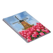 Carnet Dutch Windmill | Tulip Flower Field Watercolor (Côté Droit)