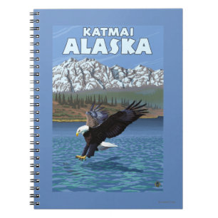 Carnet Eagle chauve plongeant - Katmai, Alaska