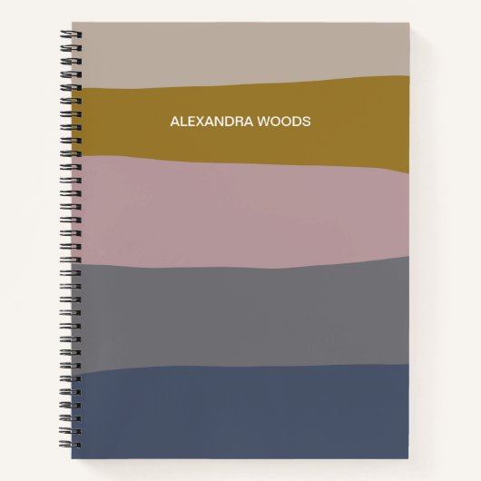 Carnet Earthy Boho Moderne Abstrait Stripes Personnalisé (Devant)