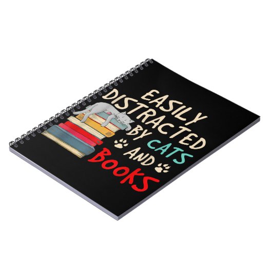 Carnet Easily Distracted by Cats and Books | Chat (Côté gauche)