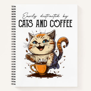 Carnet Easily Distracted By Cats And Coffee Cat Lovers Co