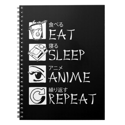 Carnet Eat Sleep Anime Repeat Venin Idea Cosplayer (Devant)
