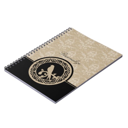 Carnet Ebony Lovebird Damask (Côté gauche)