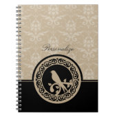 Carnet Ebony Lovebird Damask (Devant)