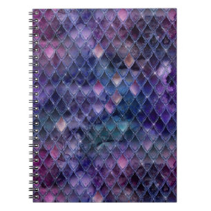 Carnet Écaille de dragon ombrée violette scintillante et