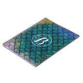 Carnet Écaille de Poisson Sirène Glam Turquoise Violet Or (Côté gauche)