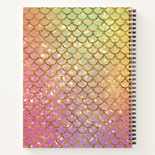 Carnet Écaille de sirène rose violet mer verte paillettes (Dos)