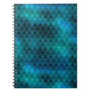 Carnet Écailles de dragon sarcelle scintillantes et paill
