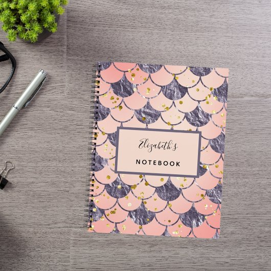 Carnet Écailles de sirène rose pêche violet