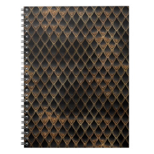 Carnet Écales de dragon pailletées noir et or scintillant