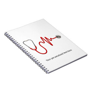 Carnet ECG Wave EKG Heartbeat Line Stethoscope Médicale