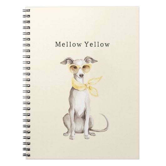 Carnet Écharpe Jaune Clair Chien Blanc (Devant)