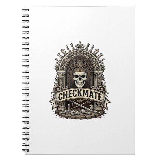 Carnet Échec et mat Roi Crâne Échecs Vintage (Devant)