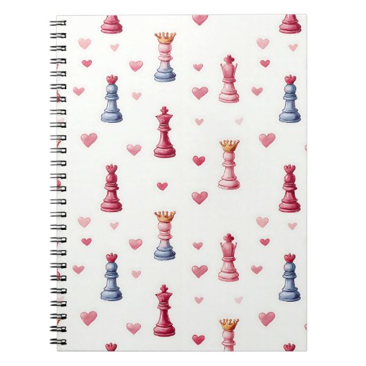 Carnet Échecs Romantiques Cœurs Saint-Valentin (Devant)