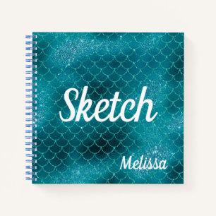 Carnet Échelle de sirène Parties scintillant Turquoise Mo