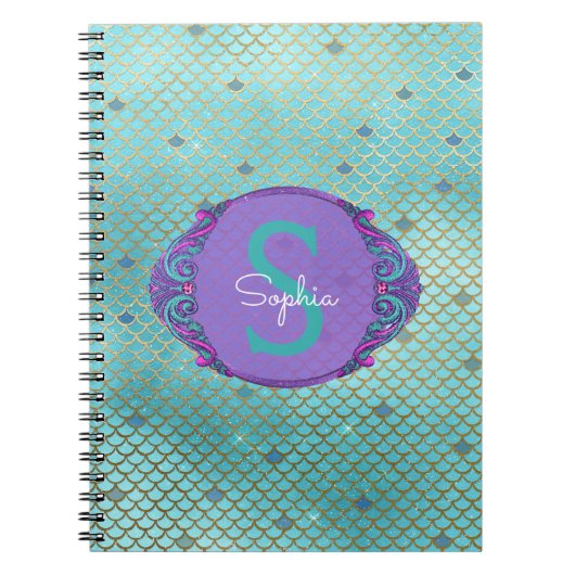Carnet Échelle de sirène turquoise et violette École de m (Devant)