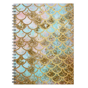 Carnet Échelles de poissons roses iridescentes de sirèn