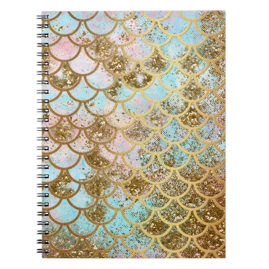 Carnet Échelles de poissons roses iridescentes de sirène (Devant)