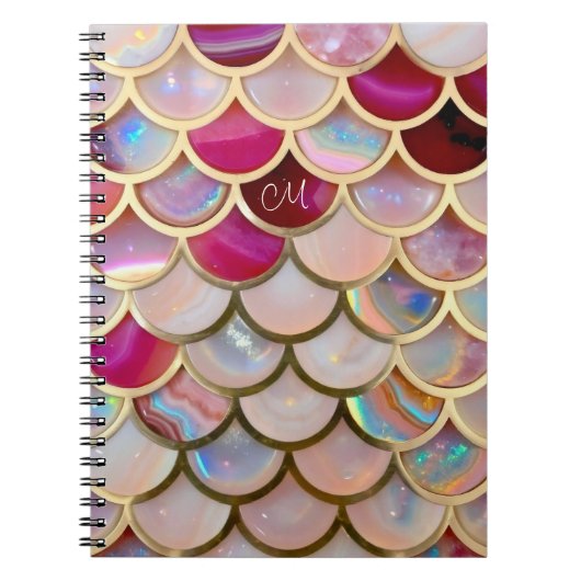 Carnet Échelles de sirènes d'iridescente rose (Devant)