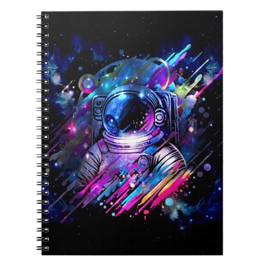 Carnet Éclaboussure de couleur astronaute spatial étoilé (Devant)