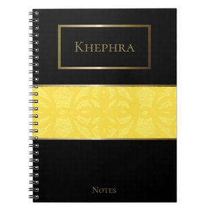 Carnet Éclairage Batik jaune Simple Aquarelle Nom