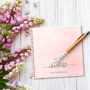 Carnet Éclairage de nom d'or rose pâle
