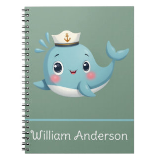Carnet École de baleine bleue mignonne pour enfants Perso