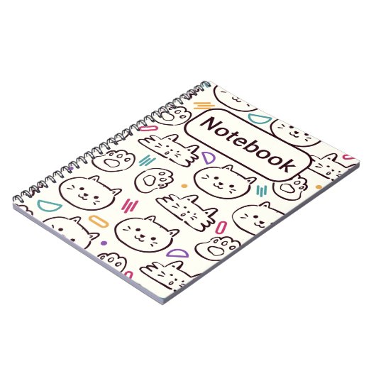 Carnet école de dessin animé blanc de chat (Côté gauche)