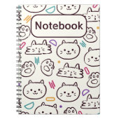 Carnet école de dessin animé blanc de chat (Devant)