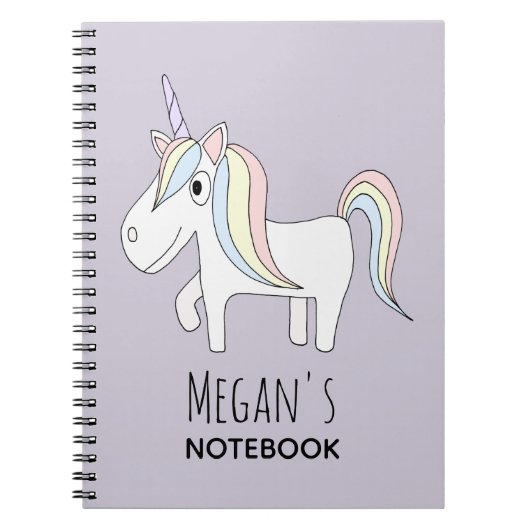 Carnet École de licorne magique mignonne et violette pour (Devant)