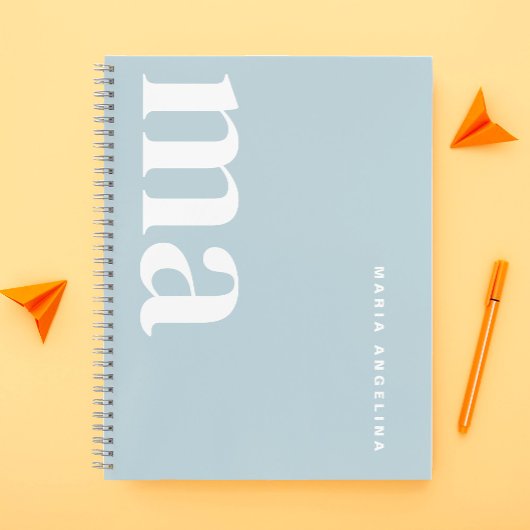 Carnet École de monogramme bleu mûre