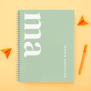 Carnet Ecole de Monogramme Vert Simple Fille