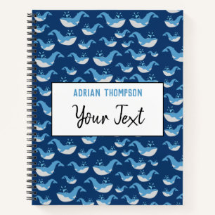Carnet École de Motif de baleines de l'océan bleu profond
