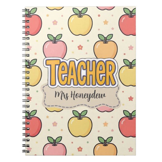 Carnet École de professeur jaune motif de pomme (Devant)