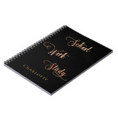 Carnet École d'or rose noir travail étude typographie (Côté gauche)