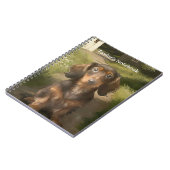 Carnet École et bureau Dachshund Stationnaire avec nom (Côté gauche)