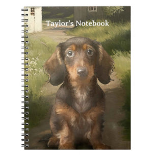Carnet École et bureau Dachshund Stationnaire avec nom