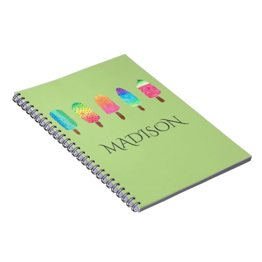 Carnet École faite sur commande vert clair de Popsicles (Côté Droit)